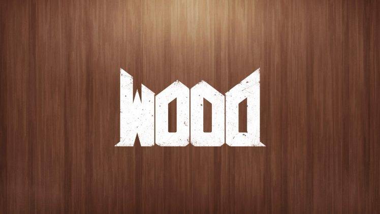 wood, Doom (game), Video Games, Humor, Upside Down, Letter, Text, Wooden Surface, Digital Art, Minimalism, Simple HD Wallpaper Desktop Background