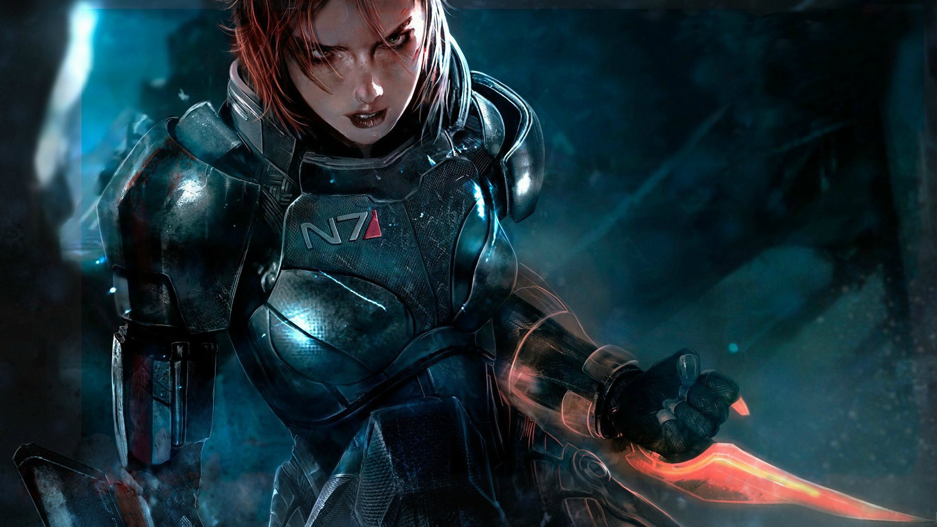video Game Characters, Garrus Vakarian, Thane Krios, Commander Shepard, Mass Effect, Space, Blue Wallpaper