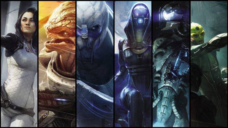 video Game Characters, Garrus, Thane Krios, Garrus Vakarian, Commander Shepard, Mass Effect, Purple, Blue, Space HD Wallpaper Desktop Background