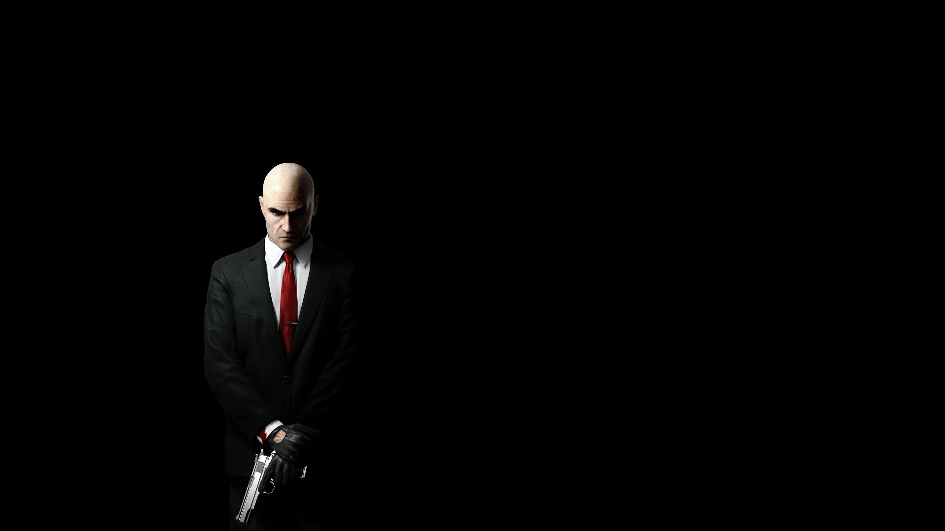 men, Hitman, Video Games, Gun, Weapon, Suits, Black, Black Background, Simple Background Wallpaper