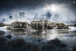 tank, Military, World Of Tanks, Video Games, Underwater, Rain, Forest