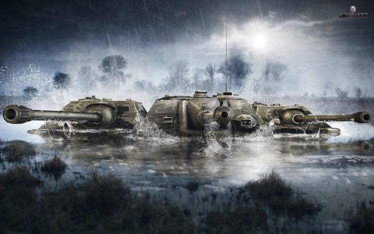 tank, Military, World Of Tanks, Video Games, Underwater, Rain, Forest HD Wallpaper Desktop Background