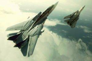 Grumman F 14 Tomcat, Clouds, Video Games, Ace Combat, Military Aircraft, Aircraft