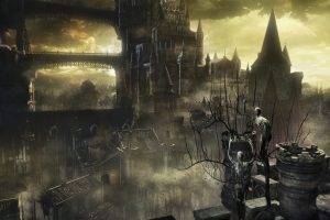 Dark Souls III, Dark Souls, Gothic, Midevil, Dark, Video Games, Knights, Fire, Fighting, Sword, Landscape, Castle