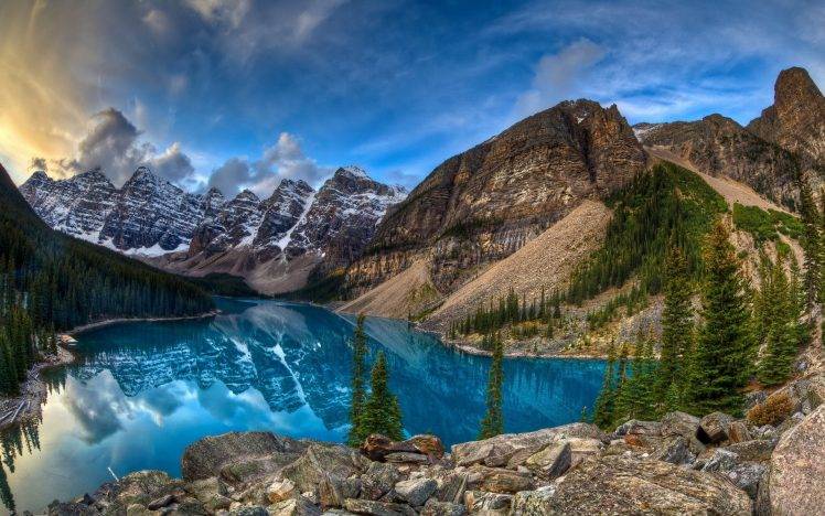 water, Mountains, Sky, Clouds, Nature, Landscape HD Wallpaper Desktop Background
