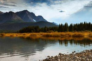 mountains, Water, Sky, Clouds, Forest, Nature, Landscape