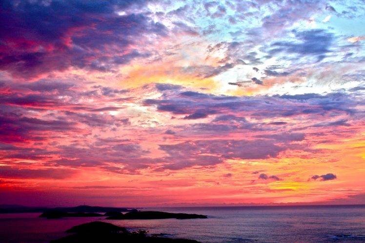 nature, Landscape, Clouds, Colorful, Water, Sunset, Sea, Island HD Wallpaper Desktop Background