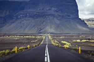 road, Alone, Mountains, Photography, Landscape, Yellow, Iceland