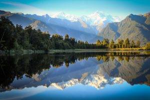 mountains, River, Reflections, Nature, Landscape, Photography, Trees, Forest, New Zealand