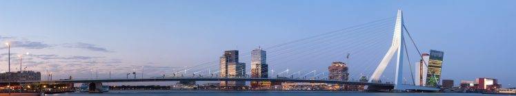 river, Landscape, Nature, City, Rotterdam, Dutch, Netherlands, Holland, Bridge, Water, Sky, Europe, Panorama HD Wallpaper Desktop Background