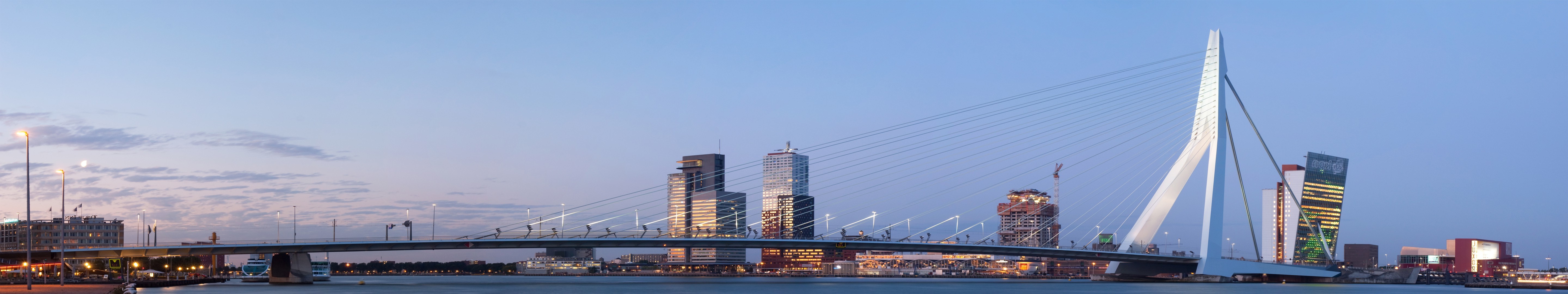 river, Landscape, Nature, City, Rotterdam, Dutch, Netherlands, Holland, Bridge, Water, Sky, Europe, Panorama Wallpaper