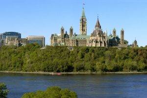 Canada, North America, City, Cathedral, River, Water, Sky, Trees, Ottawa, Panorama, Nature, Landscape
