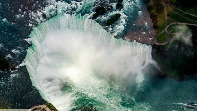 waterfall, Aerial View, Niagara Falls, Landscape HD Wallpaper Desktop Background