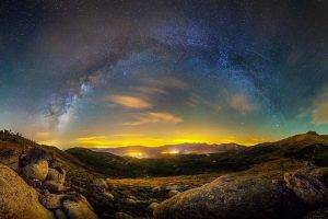 nature, Landscape, Photography, Milky Way, Starry Night, Galaxy, Hills, Lights, Long Exposure, Spain