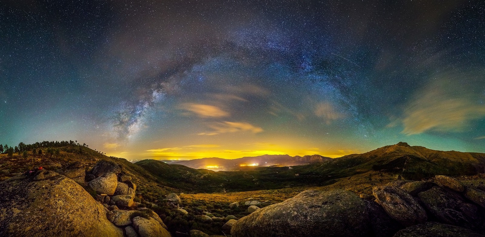 nature, Landscape, Photography, Milky Way, Starry Night, Galaxy, Hills, Lights, Long Exposure, Spain Wallpaper