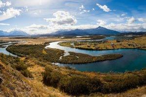 people, Photographer, Nature, Landscape, Photography, Panoramas, River, Mountains, Clouds, Village, Shrubs, Patagonia, Chile