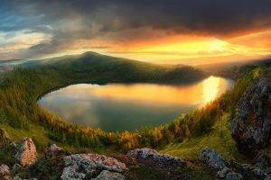 lake, Nature, Landscape, Mountains, Sunset