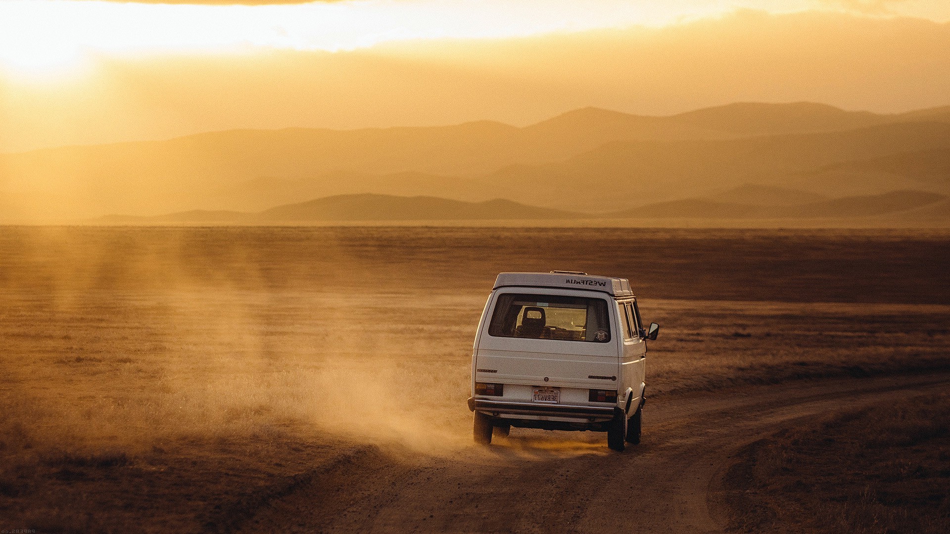 car, Landscape, Field, Sunset, Road, Desert Wallpaper