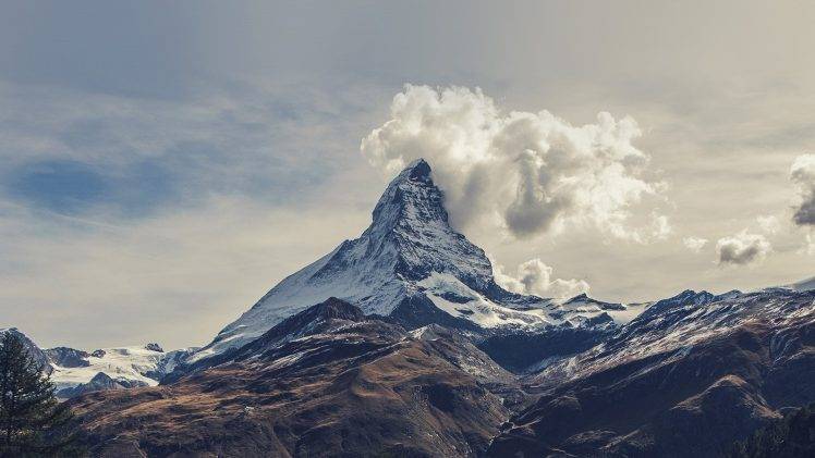 mountains, Clouds, Sky, Landscape, Mist, Nature, Matterhorn, Cervino HD Wallpaper Desktop Background