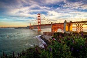 Golden Gate Bridge, Bridge, Sea, Architecture, Clouds, Landscape, San Francisco Bay