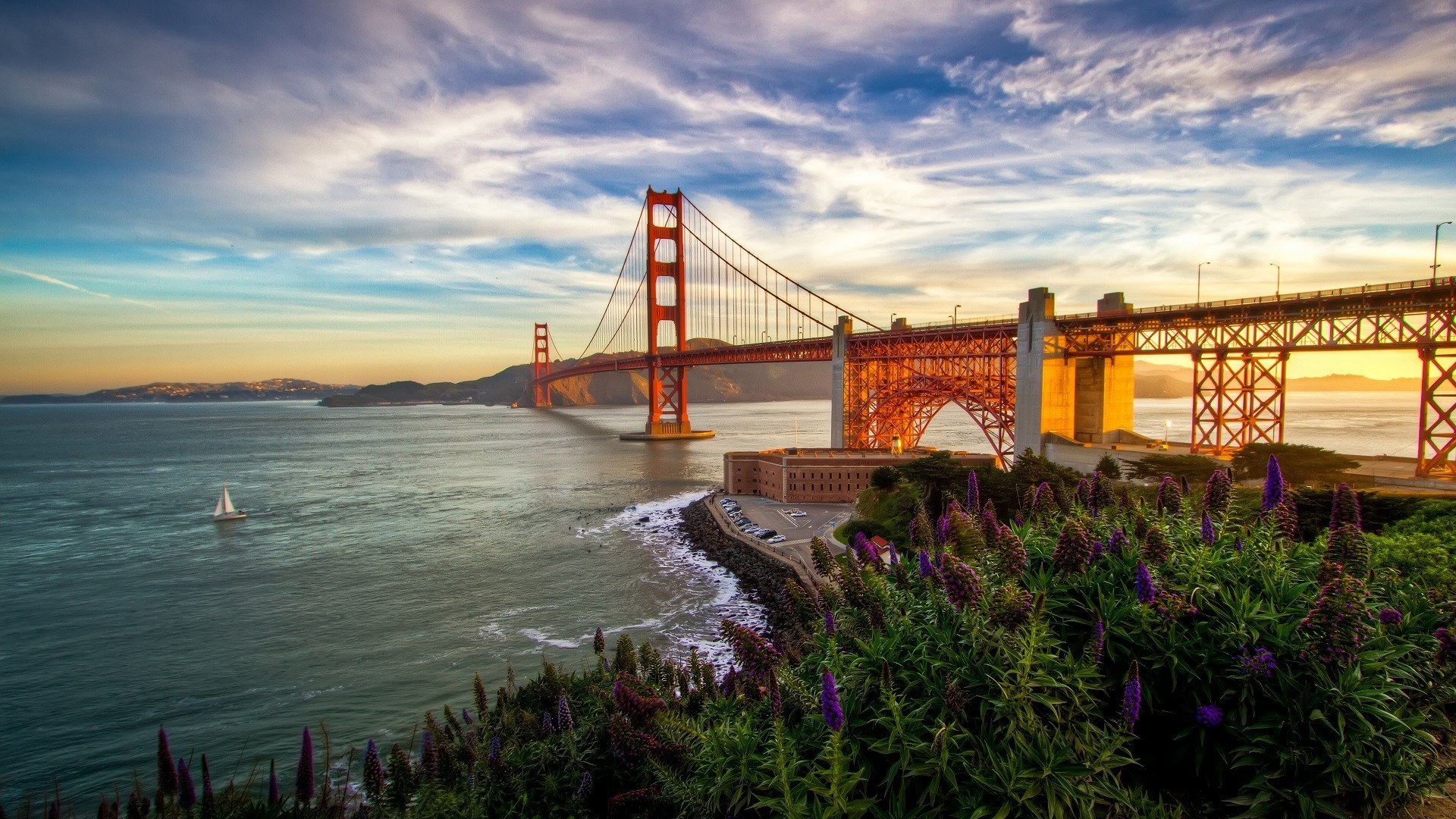Golden Gate Bridge, Bridge, Sea, Architecture, Clouds, Landscape, San Francisco Bay Wallpaper