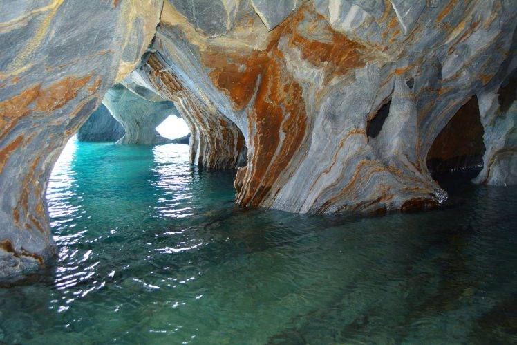 photography, Landscape, Nature, Lake, Turquoise, Water, Cave, Marble, Chapel, Erosion, Chile HD Wallpaper Desktop Background