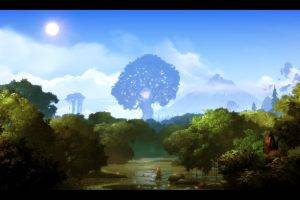 video Games, Screen Shot, Ori And The Blind Forest, Trees, Forest, Lake, Sun, Sky