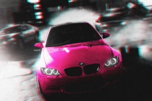 police, Car, Pink, Need For Speed, Artwork, Photoshopped, Selective Coloring, Video Games, BMW M3