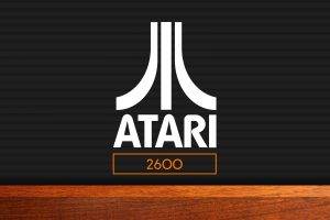 Atari, Video Games, Logo, Wood, Dark, Minimalism