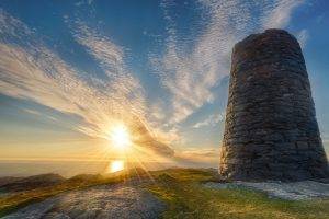 photography, Landscape, Nature, Stone, Tower, Sea, Sun Rays, Clouds, Sunset, Summer, Norway