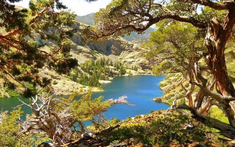 photography, Landscape, Nature, Lake, Mountains, Trees, Summer, Sierra Nevada, California HD Wallpaper Desktop Background
