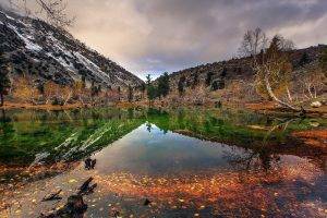 photography, Landscape, Nature, Lake, Mountains, Snow, Clouds, Trees, Reflection, Leaves, Pakistan