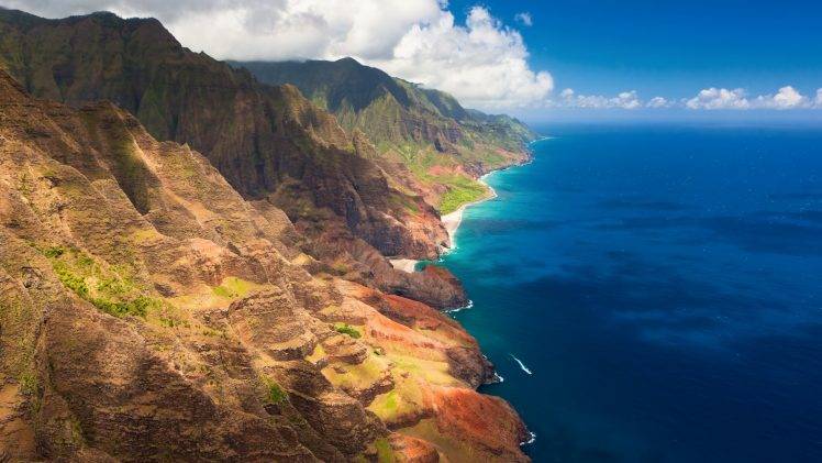 landscape, Na Pali Coast, Coast, Sea, Hawaii HD Wallpaper Desktop Background