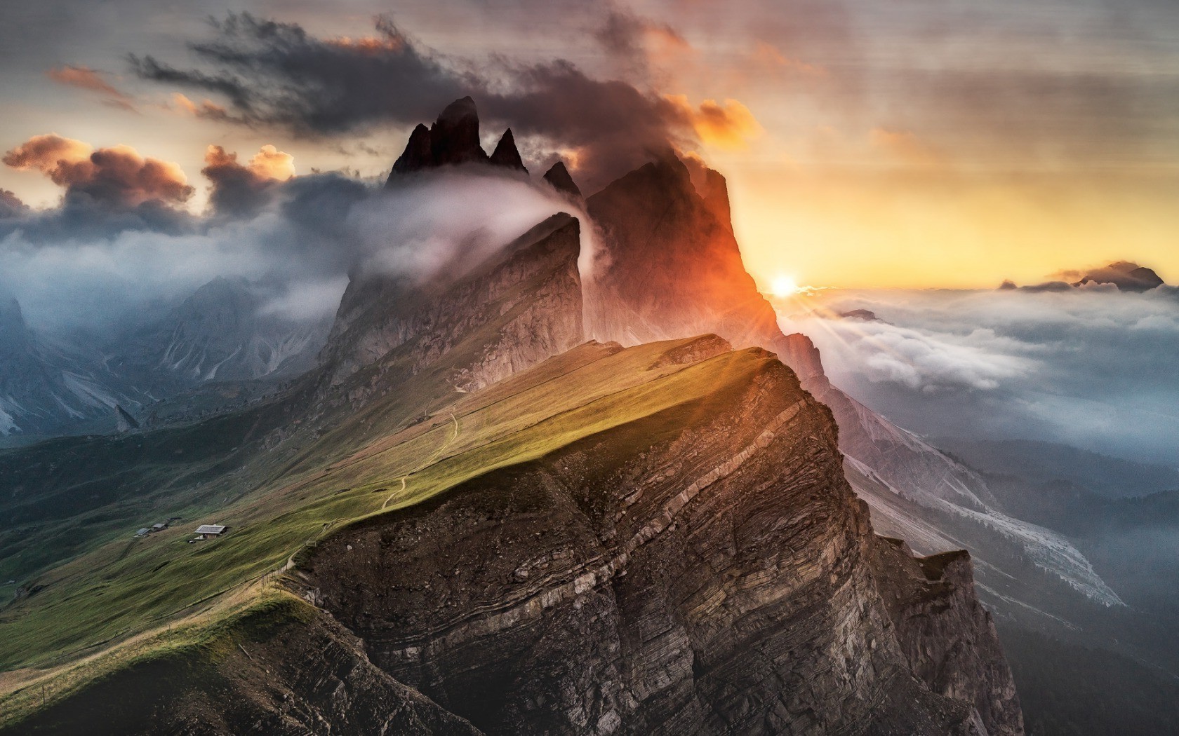 Seiser Alm, Landscape, Dolomites (mountains) Wallpaper