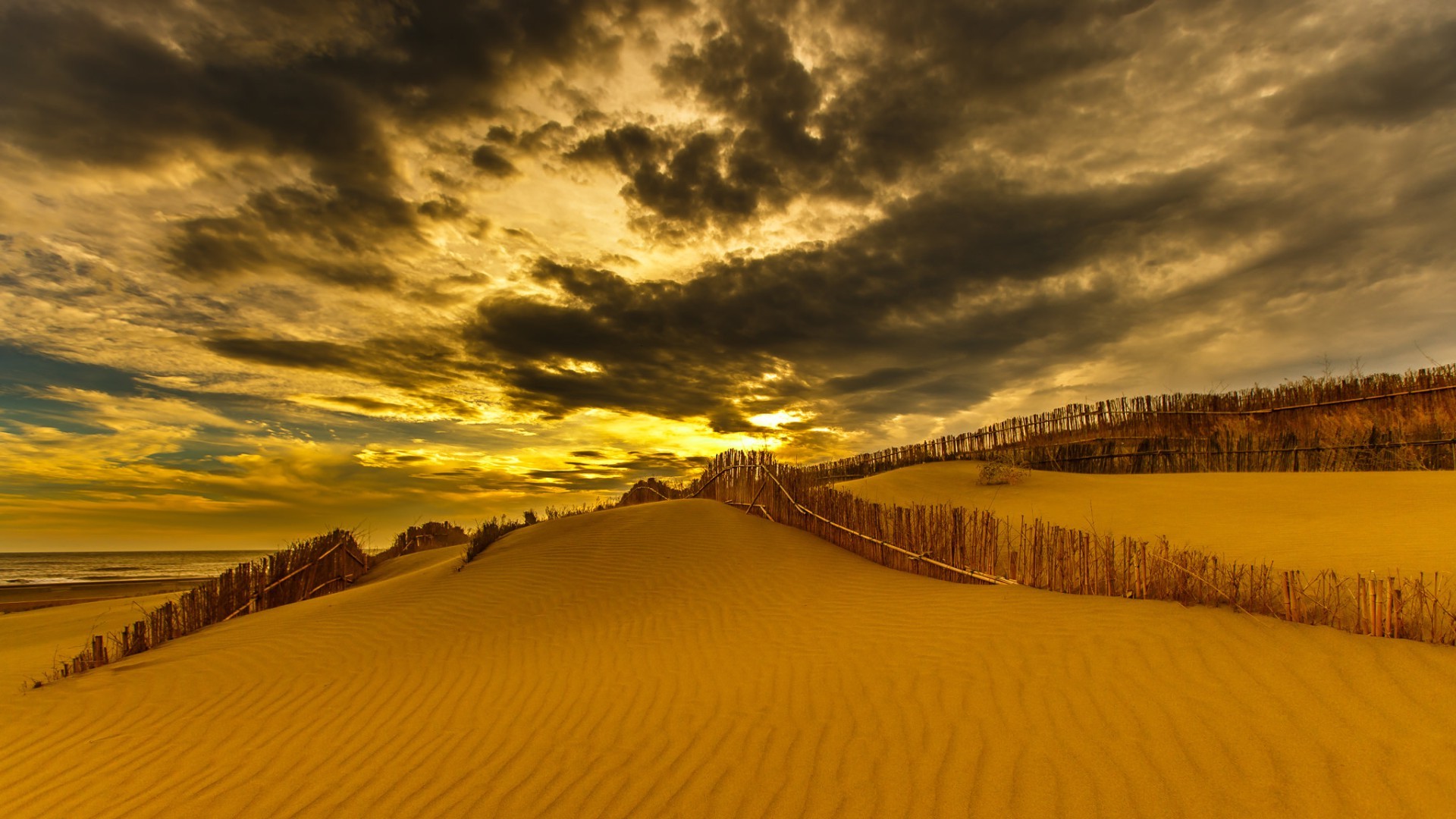 nature, Landscape, Clouds, Desert, Dune, Sand, Sun, Plants, Taiwan, HDR Wallpaper