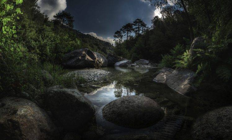 nature, Landscape, River, Rocks, Trees, Water HD Wallpaper Desktop Background