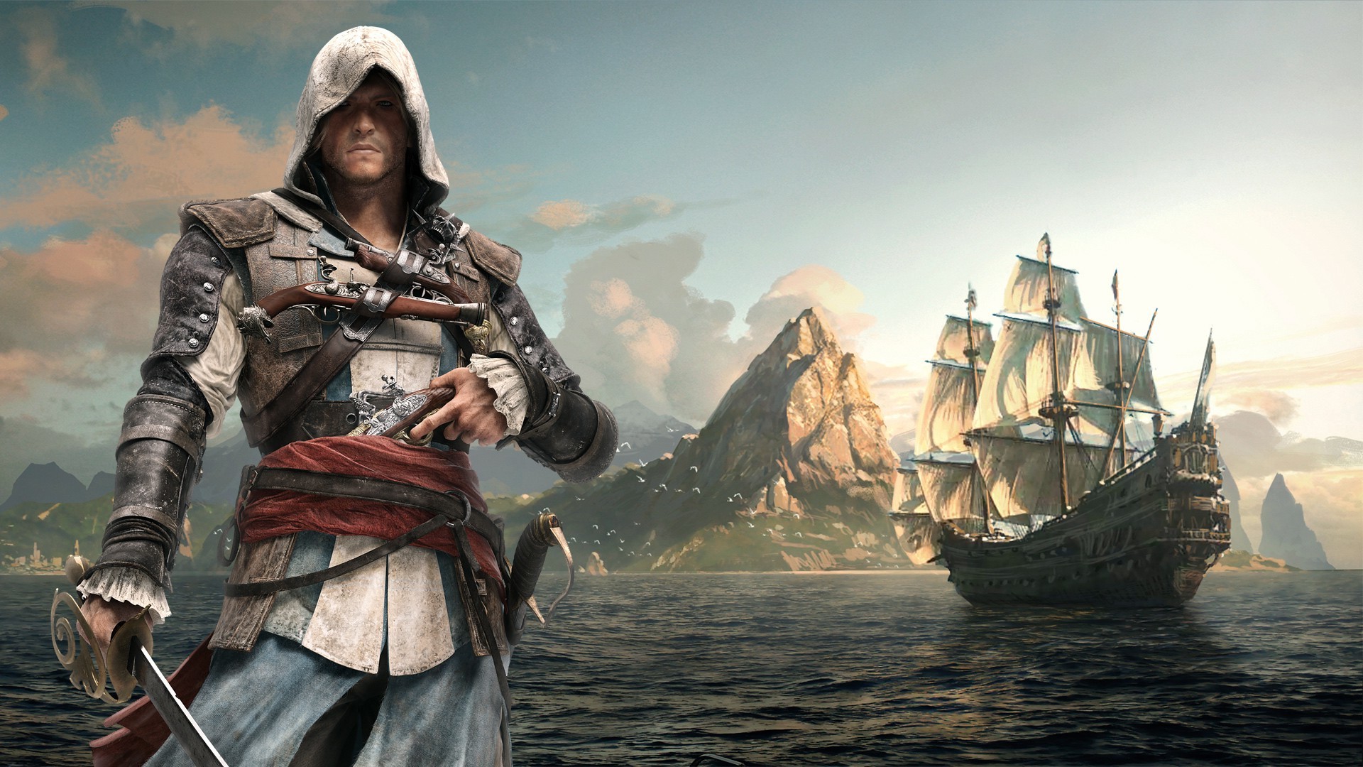 men, Assassins Creed, Assassins Creed: Black Flag, Video Games, Ship, Sailing Ship, Sword, Pistol, Weapon Wallpaper