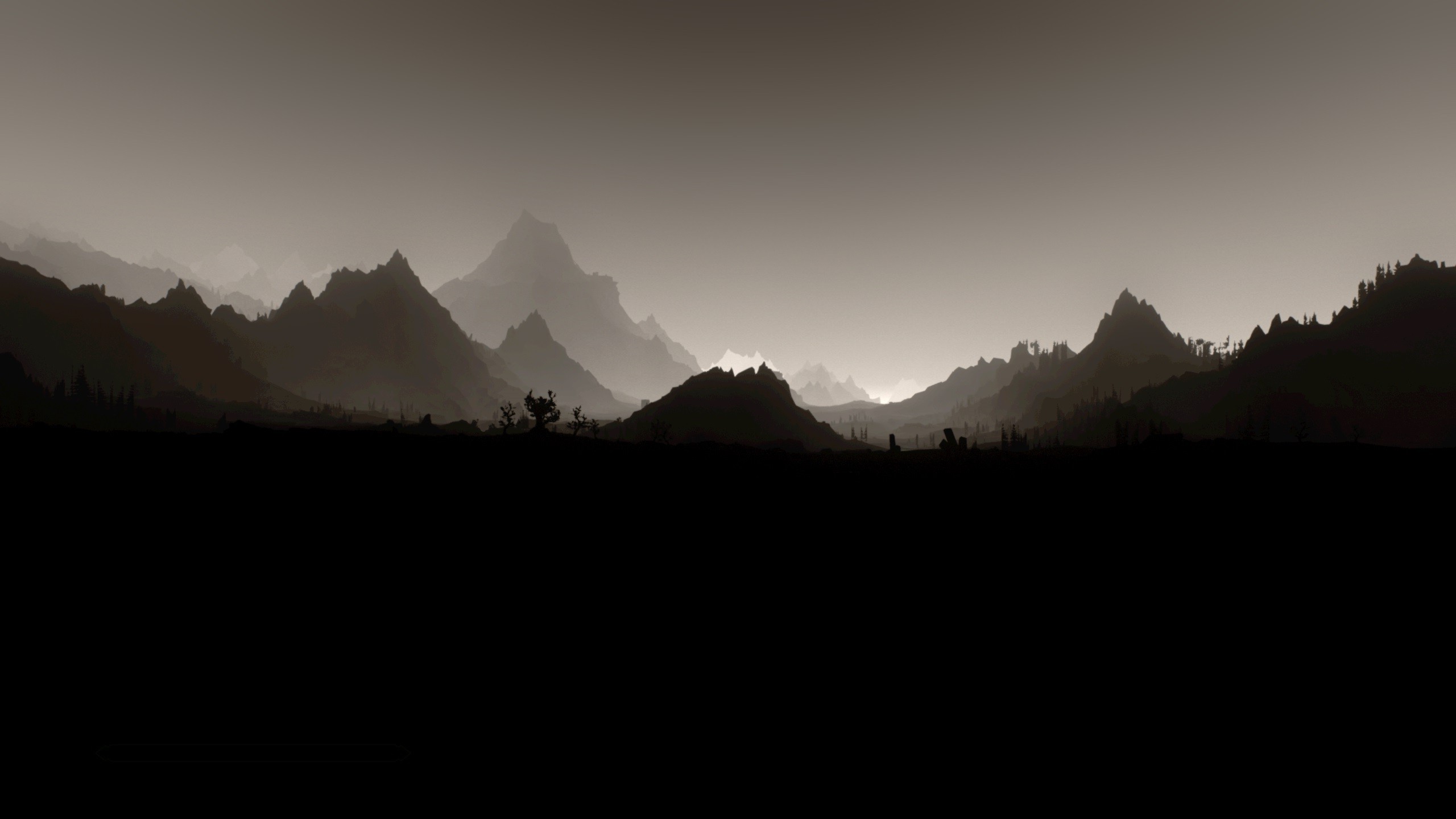 The Elder Scrolls V: Skyrim, Landscape, Monochrome, Minimalism Wallpaper