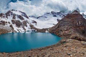 nature, Photography, Landscape, Panoramas, Mountains, Lake, Snow, Clouds, Patagonia, Argentina