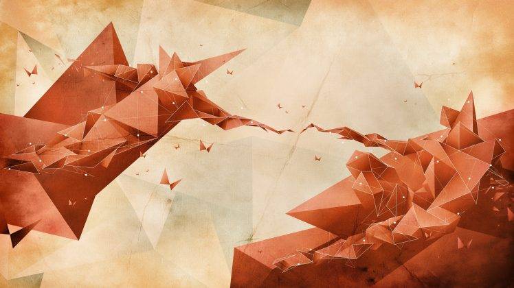 geometry, Red, Low Poly, The Creation Of Adam HD Wallpaper Desktop Background
