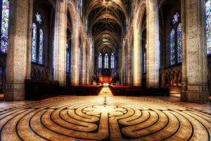 HDR, Indoors, Church, Stained Glass, Pattern, Chartres