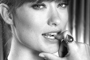 people, Olivia Wilde, Women, Closeup, Portrait, Face, Photography, Looking At Viewer, Rings, Teeth, Hand, Finger On Lips, Celebrity