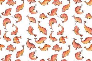 fish, Pattern, Simple, Yellow, Orange, White