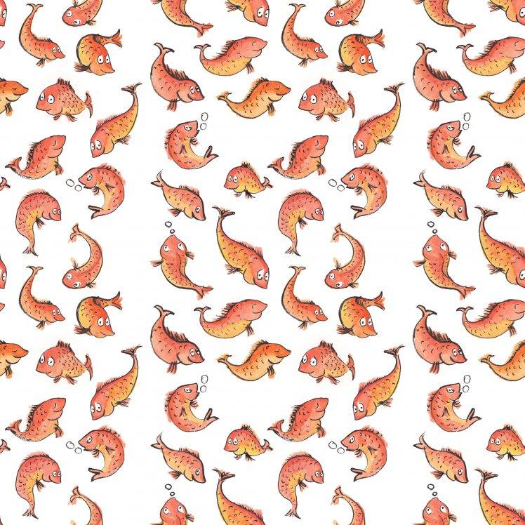 fish, Pattern, Simple, Yellow, Orange, White HD Wallpaper Desktop Background