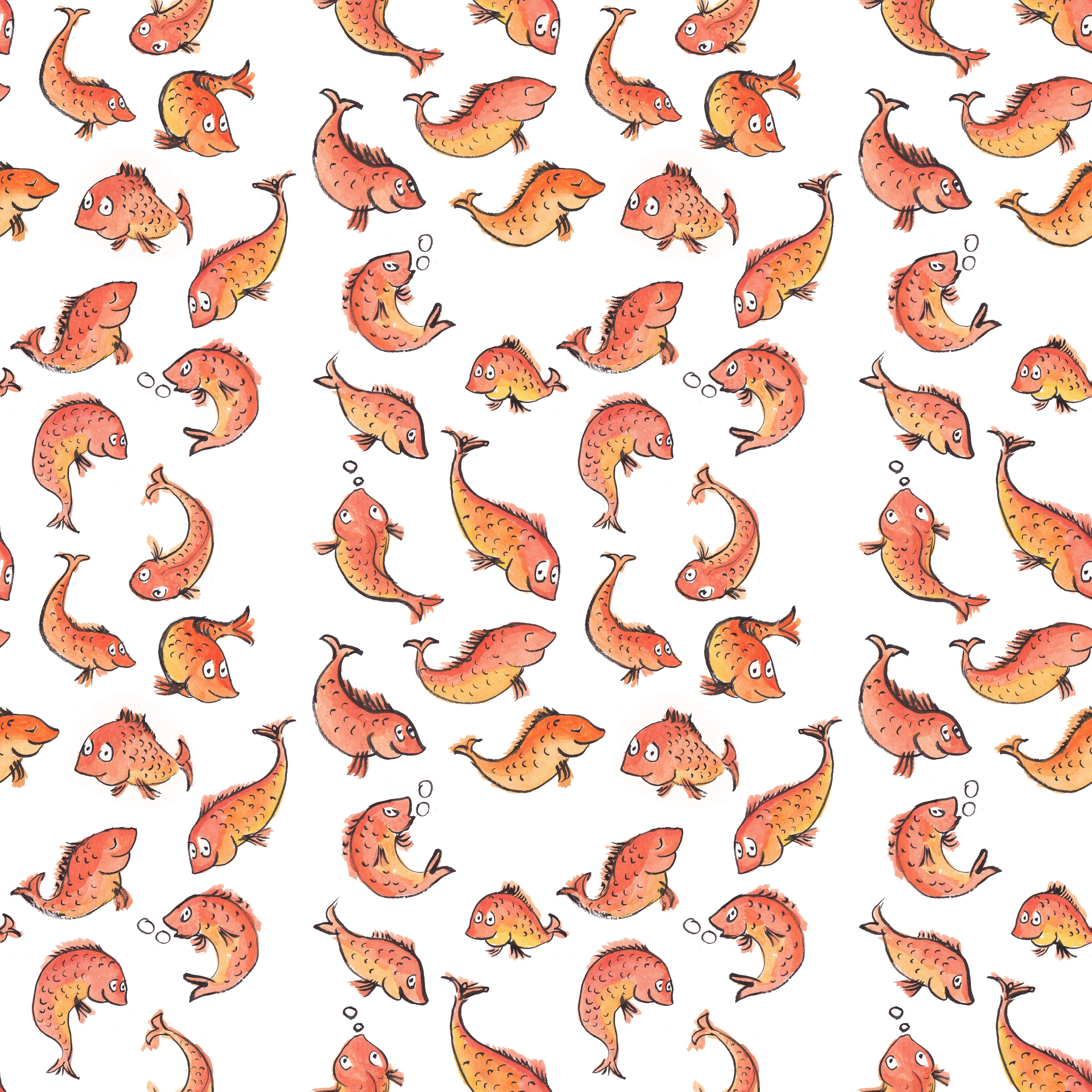 fish, Pattern, Simple, Yellow, Orange, White Wallpaper