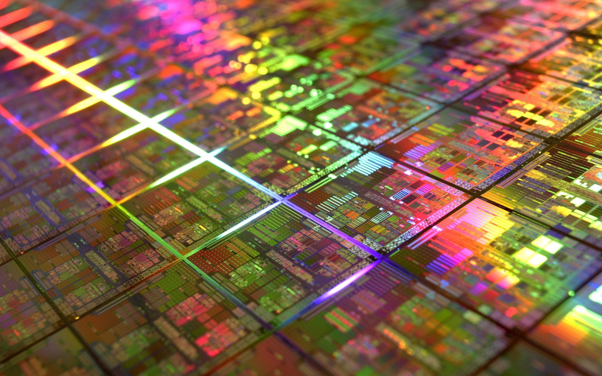 colorful, Microchip, DIE, Gold, Technology, Geometry, IT, CPU Wallpaper