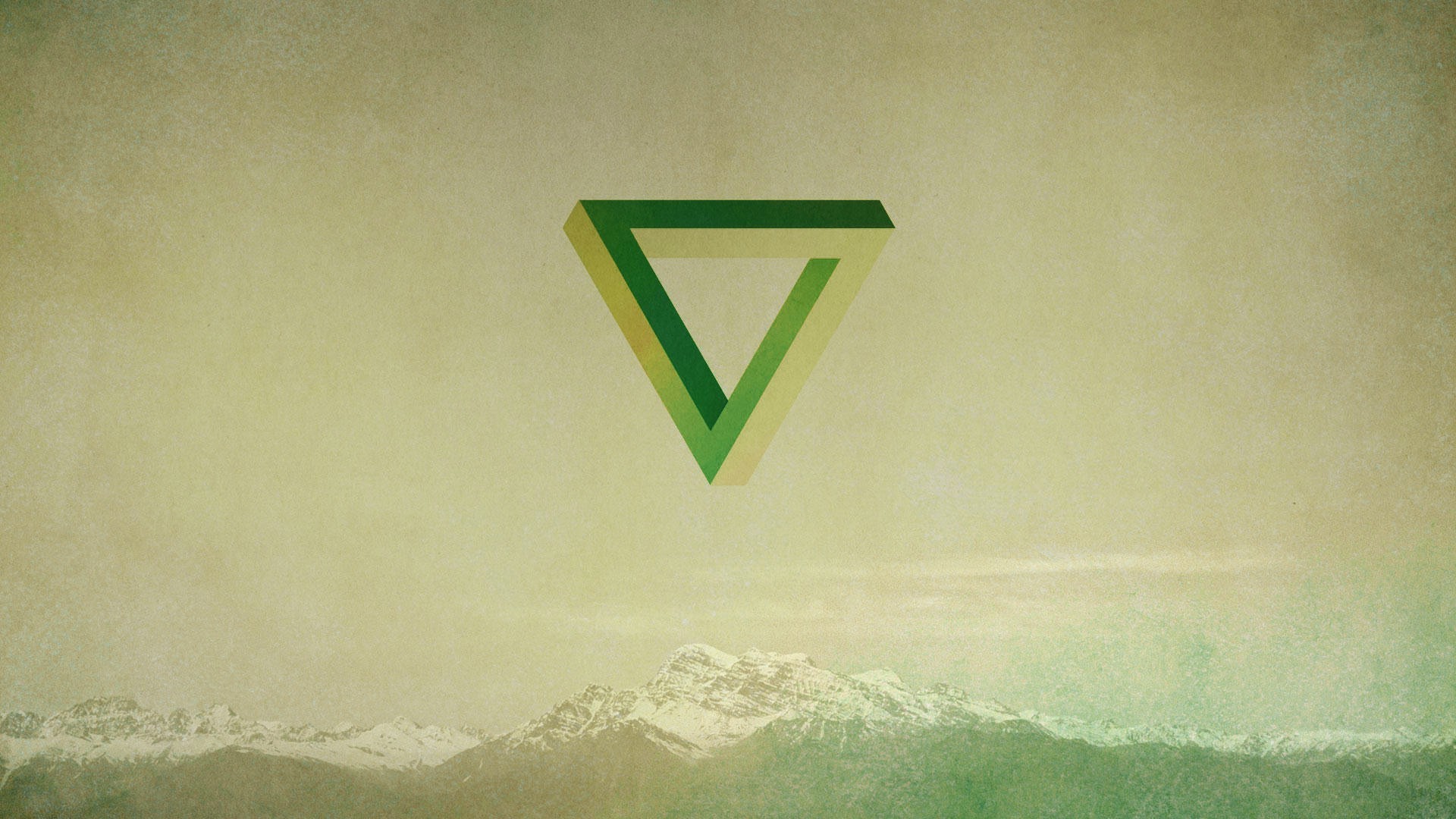 Penrose Triangle, Geometry, Green, Mountain Wallpaper