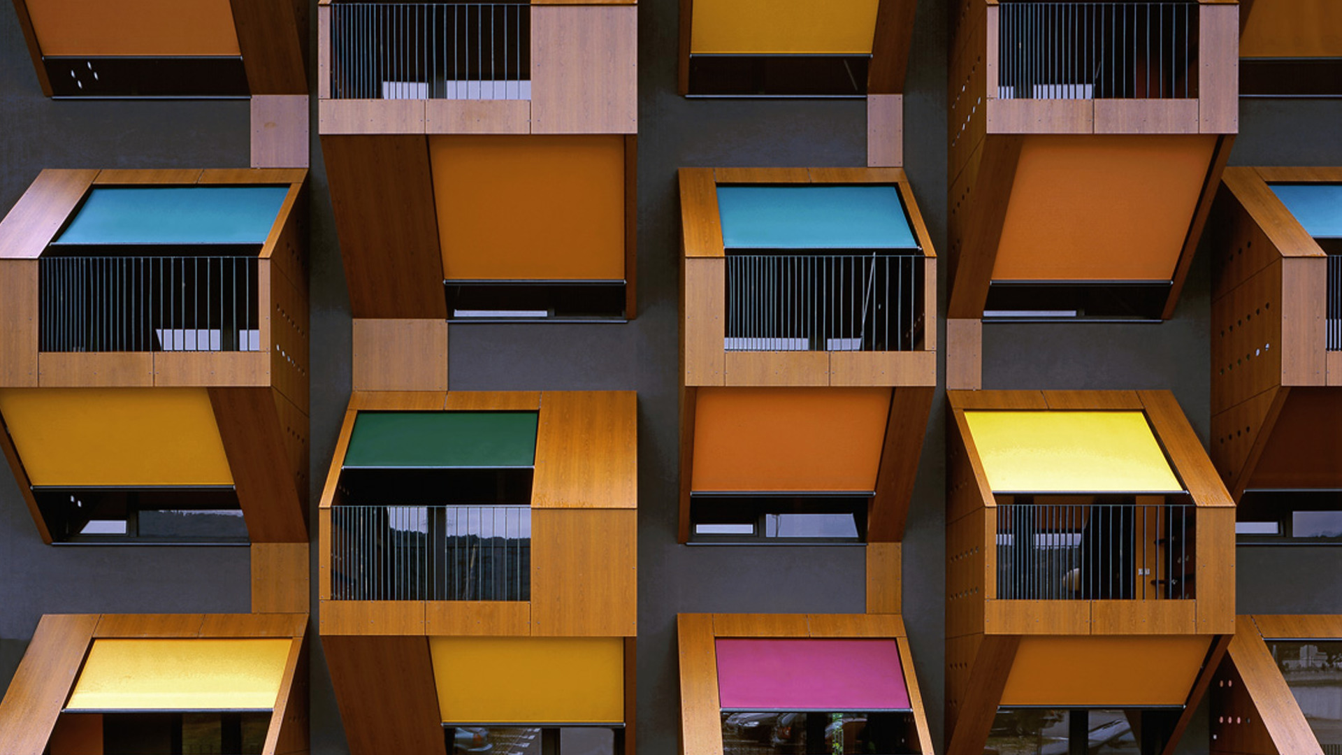 architecture, Building, Modern, Window, Balconies, Walls, Warm Colors, Geometry, Texas, USA, Apartments Wallpaper