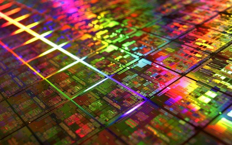 colorful, Microchip, DIE, Gold, Technology, Geometry, IT, CPU, Photography HD Wallpaper Desktop Background