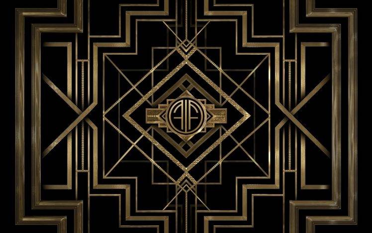 minimalism, Pattern, Digital Art, Black, Gold, The Great Gatsby HD Wallpaper Desktop Background